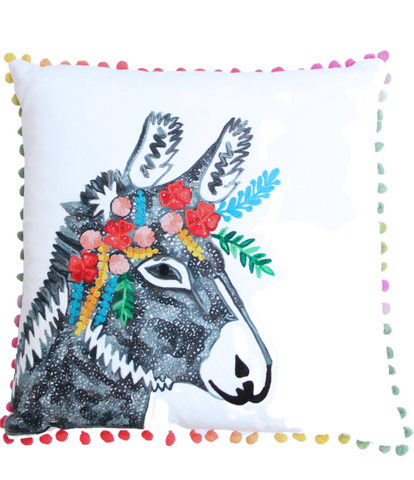 Embroidered Fiesta Donkey Pillow