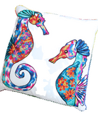 Embroidered Fiesta Seahorse Pillow