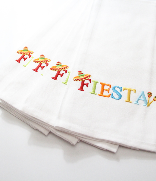 Embroidered Fiesta Tea Towel