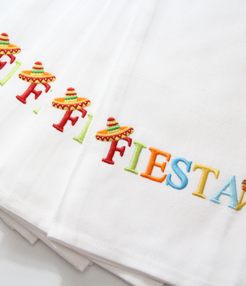 Embroidered Fiesta Tea Towel