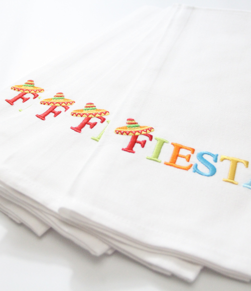 Embroidered Fiesta Tea Towel