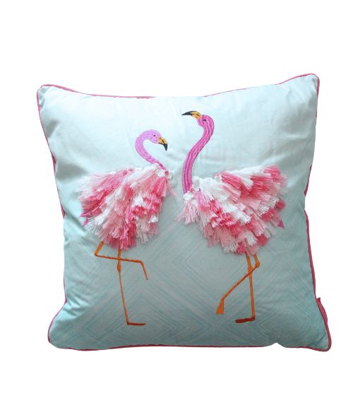 Beachside Flamingo Throw Pillow