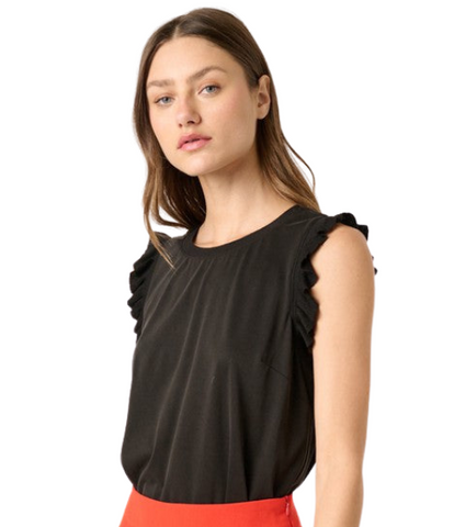 Black Flutter Sleeve Top