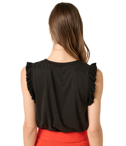 Black Flutter Sleeve Top