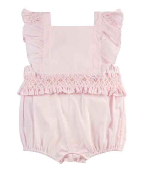 Girls Smocked Ruffle Romper, NB-24M