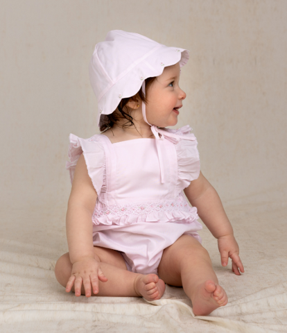 Girls Smocked Ruffle Romper, NB-24M