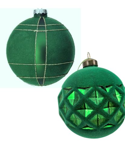 Emerald Flocked Holiday Ornaments