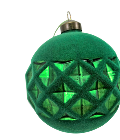 Emerald Flocked Holiday Ornaments