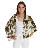 Green Acre Print Short Kimono