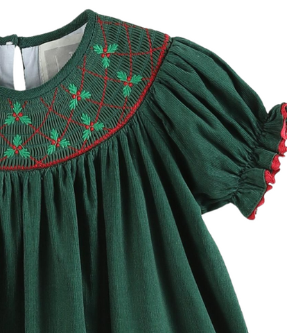 Mistletoe Smocked Bishop Dress
