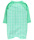 Green Gingham LS One Piece Rash Guard