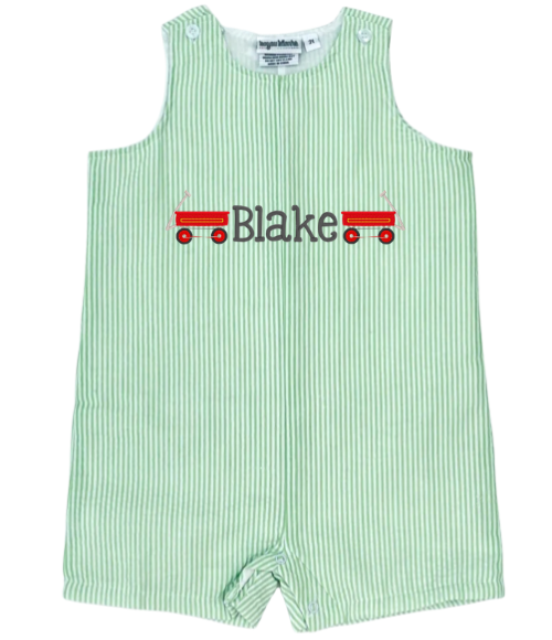Boys Green Seersucker Romper, 12M