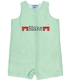 Boys Green Seersucker Romper, 12M