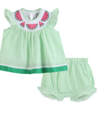 Watermelon Smocked Seersucker Dress & Bloomers