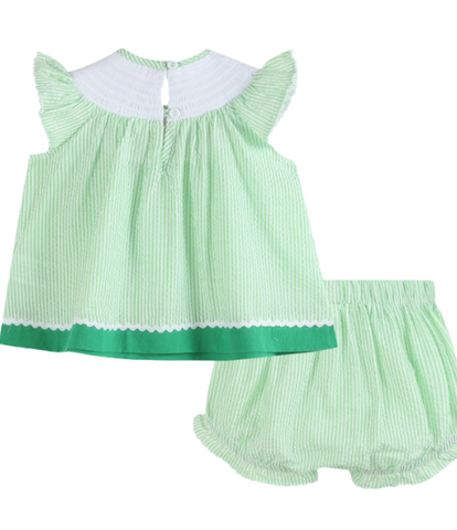 Watermelon Smocked Seersucker Dress & Bloomers