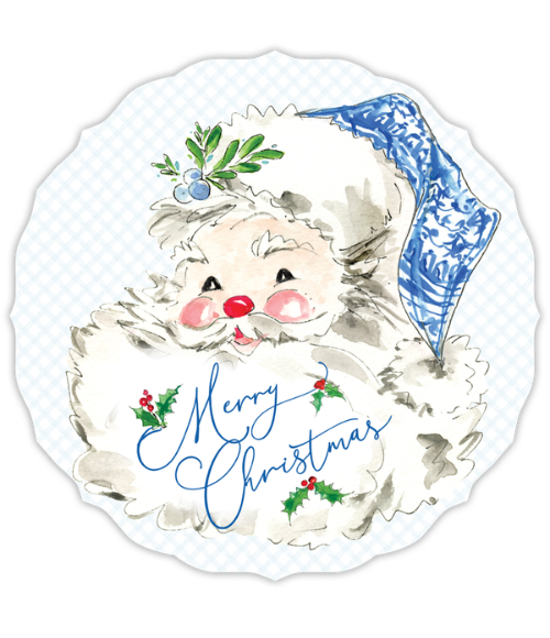 Hand Painted Blue Santa Posh Die-Cut Placemat