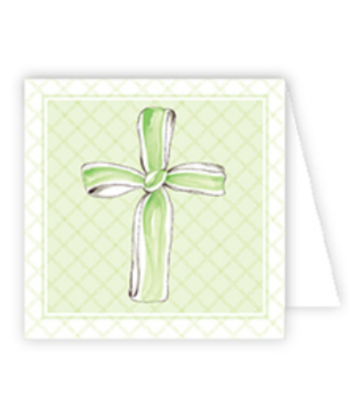 Handpainted Green Ribbon Cross Enclosure Card