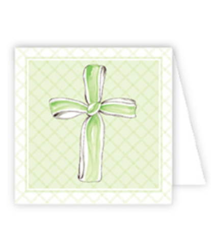 Handpainted Green Ribbon Cross Enclosure Card