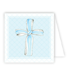 Handpainted Blue Ribbon Cross Enclosure Card