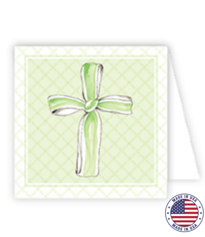Handpainted Green Ribbon Cross Enclosure Card