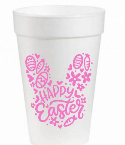 Happy Easter Pink Bunny Styrofoam Cups
