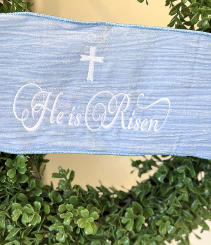 He Has Risen Rippled Velvet Banner