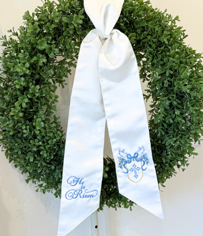 He Has Risen Satin Wreath Sash