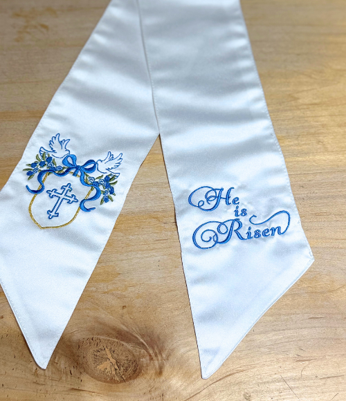 He Has Risen Satin Wreath Sash