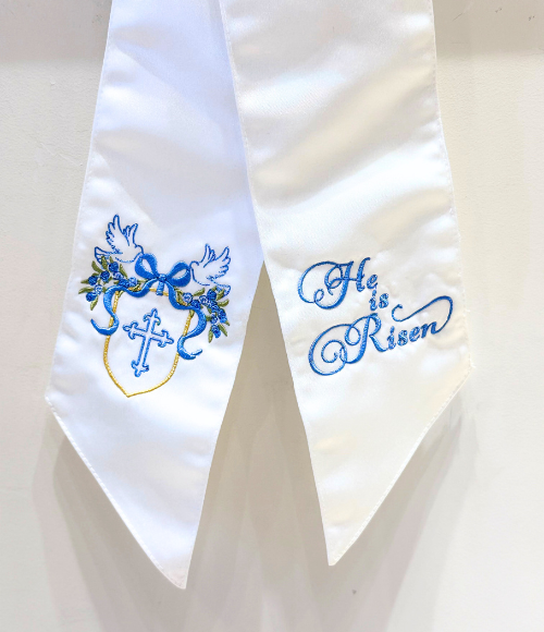 He Has Risen Satin Wreath Sash