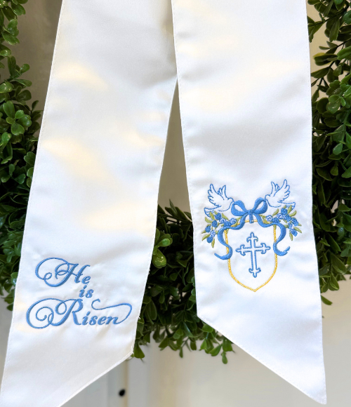 He Has Risen Satin Wreath Sash