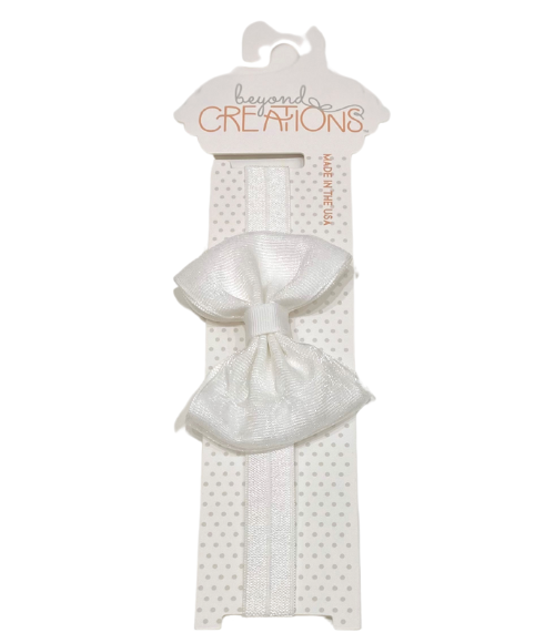 Headband Bow - White Sparkle