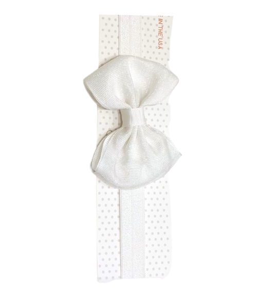 Headband Bow - White Sparkle