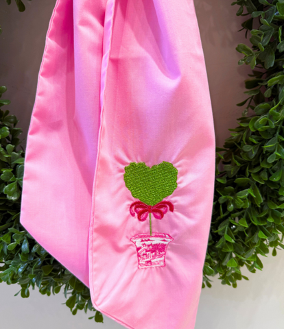 Heart Topiary  Embroidered Wreath Sash