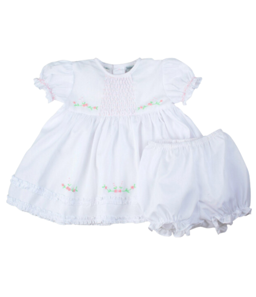 Honeycomb Smocked Ruffle Dress, NB-9M