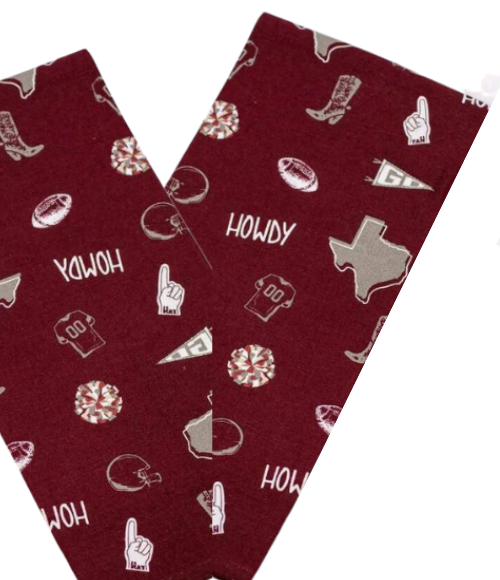 Howdy Pride Tea Towel in Maroon