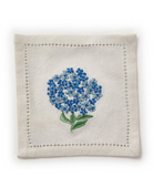 Hydrangea Hemstitch Cocktail Napkins - Hand Embroidered