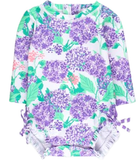 Hydrangea Ruffled Rash Guard Swimsuit