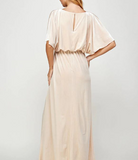 Velvet Cape Evening Gown in Pale Ivory