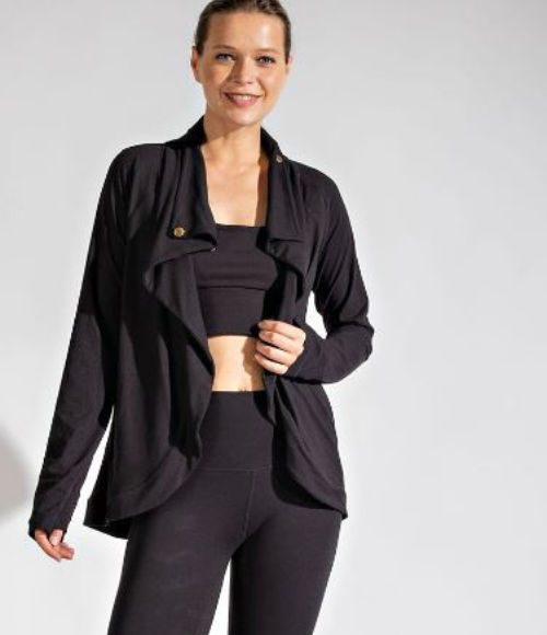 Asymmetric Jacket with Cowl Neck - Multiple Colors