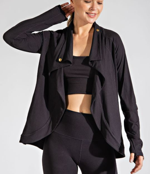 Asymmetric Jacket with Cowl Neck - Multiple Colors