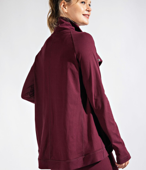 Asymmetric Jacket with Cowl Neck - Multiple Colors