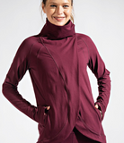 Asymmetric Jacket with Cowl Neck - Multiple Colors