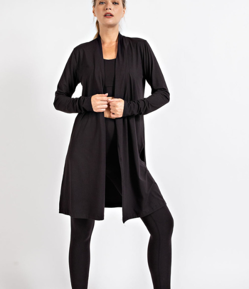 Plus Size Long Sleeve Cardigan with Side Slits - Multiple Colors