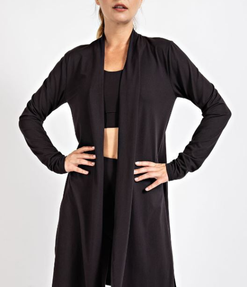 Plus Size Long Sleeve Cardigan with Side Slits - Multiple Colors