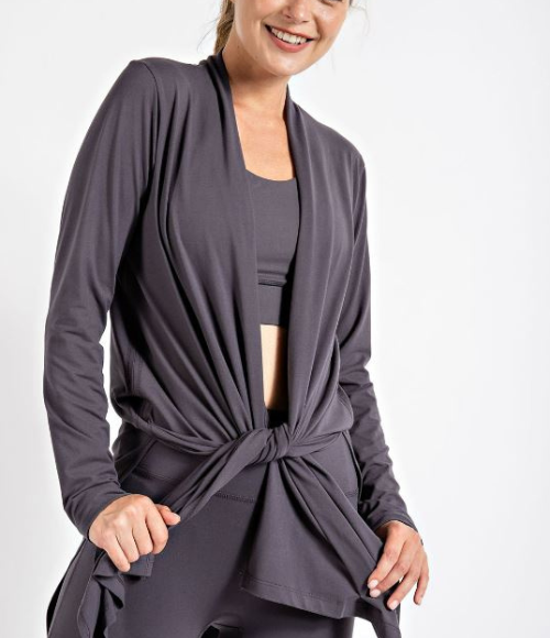 Plus Size Long Sleeve Cardigan with Side Slits - Multiple Colors