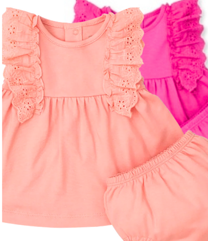Kissy Eyelet Flutter Sleeve Dress & Bloomers