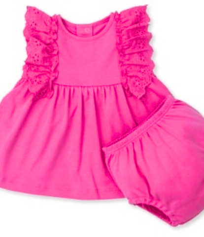 Kissy Eyelet Flutter Sleeve Dress & Bloomers