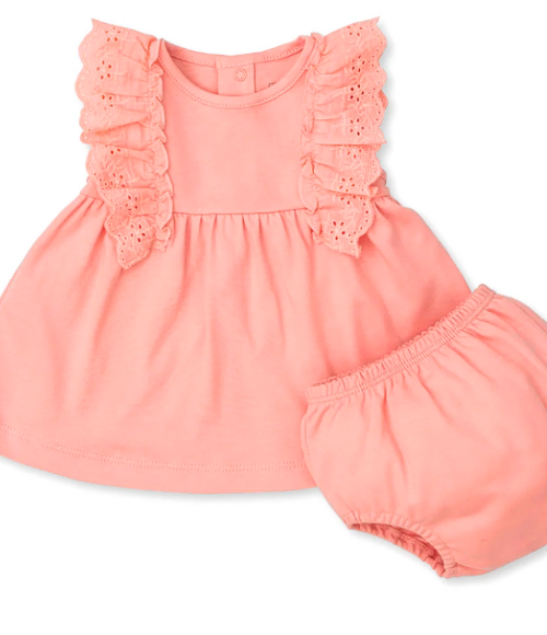 Kissy Eyelet Flutter Sleeve Dress & Bloomers