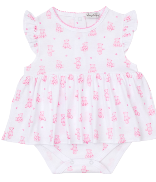 Kissy Pink Teddy Bears Skirted Dress