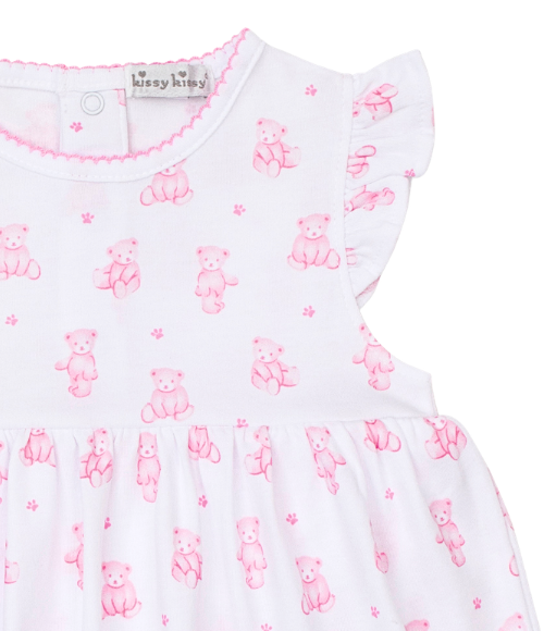 Kissy Pink Teddy Bears Skirted Dress